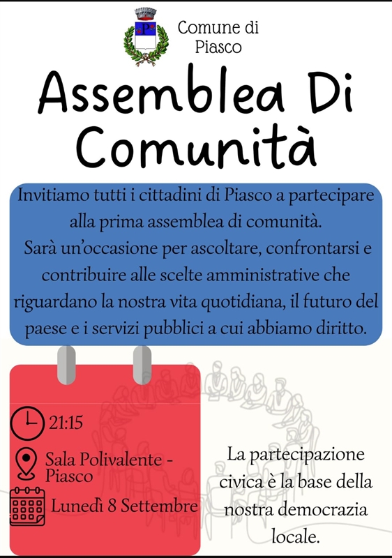 Assemblea di Comunità a Piasco