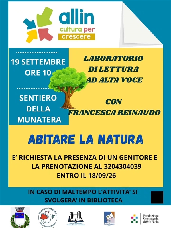 Abitare la natura: la Biblioteca di Piasco propone un laboratorio di lettura ad alta voce sul Sentiero della Munatera