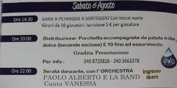 Programma Sabato 6 Agosto 2022 - Festa della Madonna della Neve