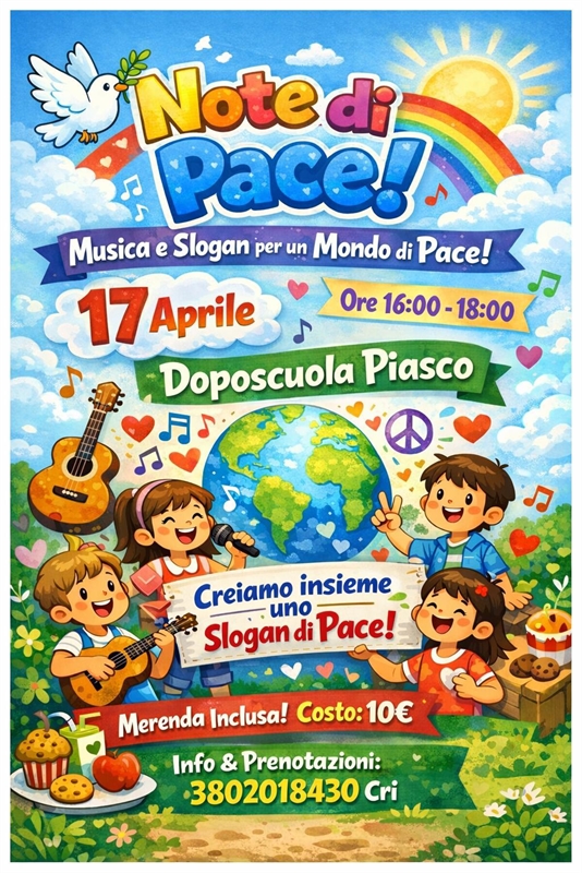 Note di Pace: musica, riflessione e creatività al Doposcuola di Piasco per fermare le piccole guerre quotidiane - Piasco (CN)