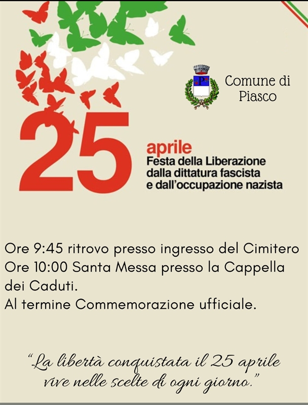 25 Aprile: Festa della Liberazione - Piasco (CN)
