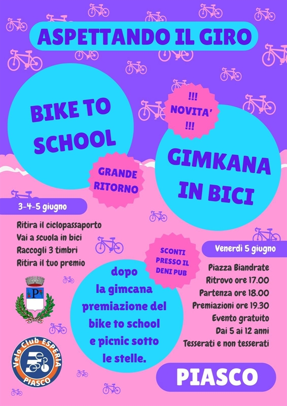 Bike to School: dal 3 al 5 giugno Piasco promuove la mobilità sostenibile tra i banchi di scuola con un omaggio a Beppe Olivero
